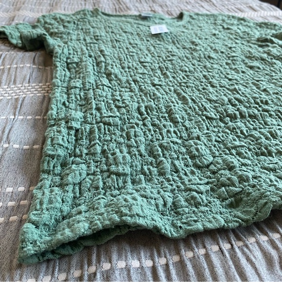 Old Navy Lace Crewneck Short Sleeve Top Green Small Floral Work Casual Summer - Picture 7 of 11